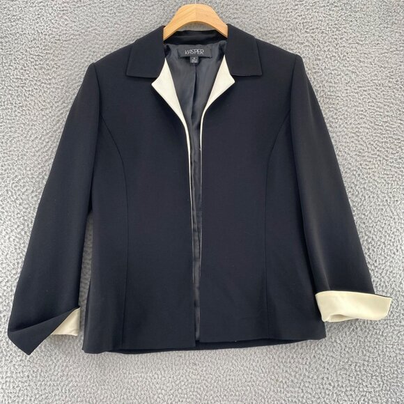 Kasper Womens Plaid Wear To Work Jacket Black Size 16 main image 1